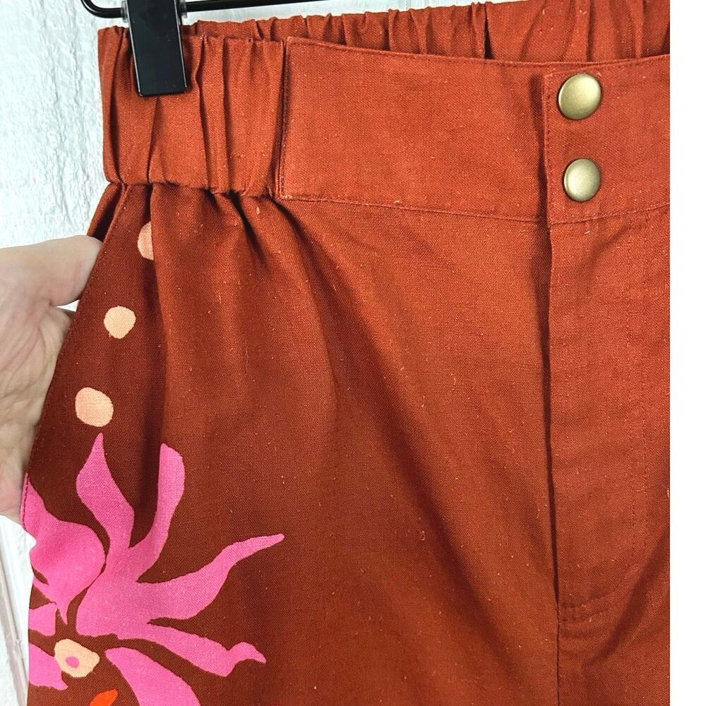 Crosby by Mollie Burch XS Tropical Palm Print Linen Blend Pants Boho - Picture 2 of 11